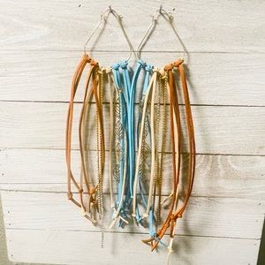 Super cute Fringe earrings(turquoise,cream and tan)